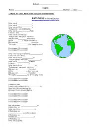English Worksheet: Earth song