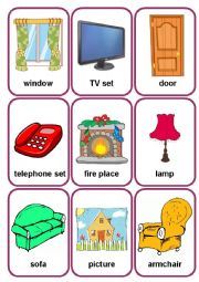 English Worksheet: Living room  flashcards 1