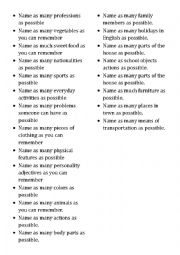 English Worksheet: VOCABULARY REVIEW