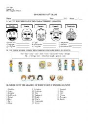 TEST DESCRIBING PEOPLE/PHYSICAL DESCRIPTIONS