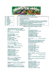 English Worksheet: Monster Mash Song