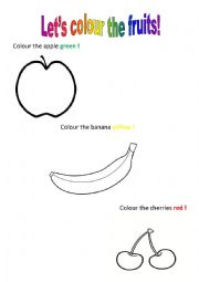 English Worksheet: Lets colour the fruits!