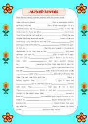 English Worksheet: MIXED TENSES 