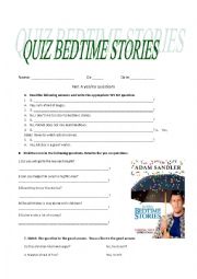 English Worksheet: Worksheet about the movie Bedtime Stories