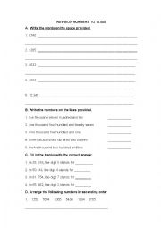 English Worksheet: Numbers to 10000