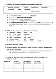 English Worksheet: Ecosystems activities