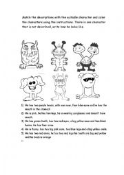 English Worksheet: monster descriptions