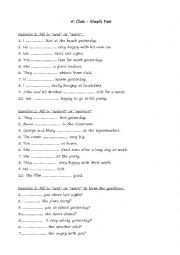 English Worksheet: Simple Past Practice - Verb BE and REGULAR VERBS