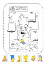 The simpsons family tree. Cut and paste the pictures.