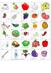 English Worksheet: game about food - vocabulary list I part II
