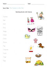 English Worksheet: The Farmer in the Hat Story Matching Worksheet