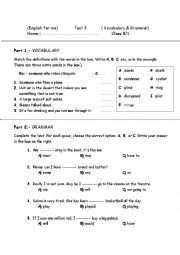 English Worksheet: grammar and vocabulary revision