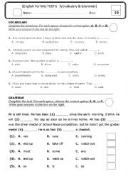 English Worksheet: grammar and vocabulary