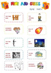 English Worksheet: Mime and Guess - Films -Set 5