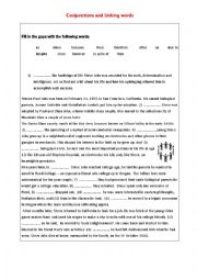 English Worksheet: conjunctions and linking words