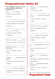 English Worksheet: Prepositional Verbs 1