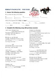 English Worksheet: Friday Im in love - The cure