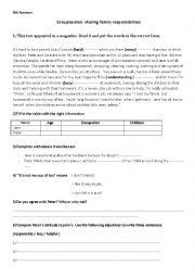 English Worksheet: sharing family responsiblities