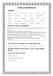 English Worksheet: Writing a Halloween story
