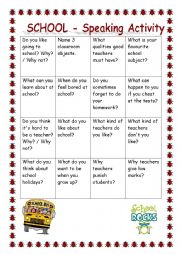 English Worksheet: SCHOOL - speaking activity