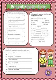 English Worksheet: PRESENT SIMPLE - TO BE