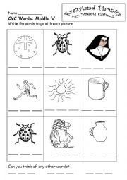 English Worksheet: cvc middle u