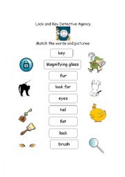 English Worksheet: Lock and Key Detective Agency