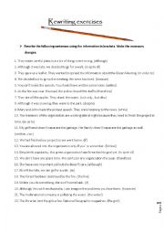 English Worksheet: worksheet - rewriting exercises