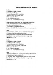 English Worksheet: song Father and son by Cat Steven