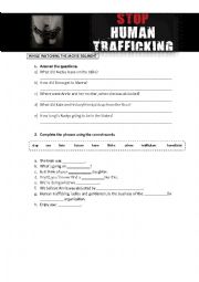 English Worksheet: Human trafficking 3/4