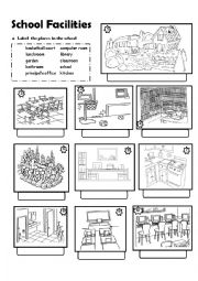 English Worksheet: School Facilities