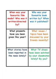 English Worksheet: Passive conversation cards