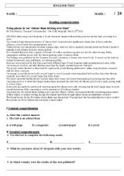 English Worksheet: Using phone in car