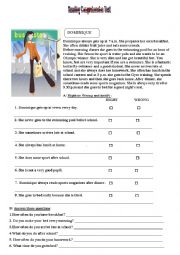 English Worksheet: Reading comprehension test:Daily routine