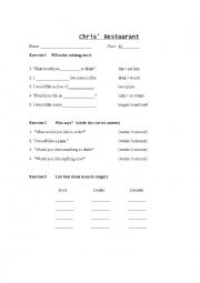 English Worksheet: Food in a restaurant