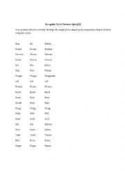 English Worksheet: Irregular verbs