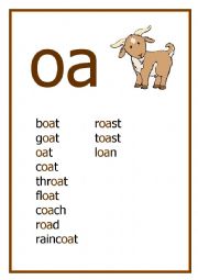 English Worksheet: OA reading flashcard