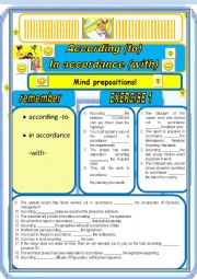 English Worksheet: In accordance with & According to