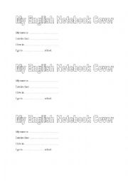 English Worksheet: Notebook cover first lesson