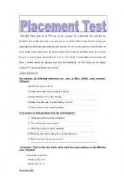 English Worksheet:                                placement test