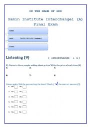 interchange 1 final exam test by myself