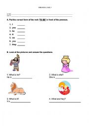 Subject pronouns and verb TO BE - ESL worksheet by Maguiness