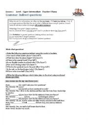 English Worksheet: indirect questions