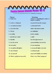 English Worksheet: Practice Common Idiomatic Phrases RCL-15