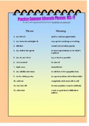 English Worksheet: Practice Common Idiomatic Phrases RCL-17