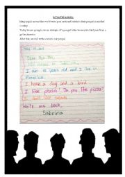 English Worksheet: Pen Pal Activity