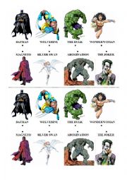 English Worksheet: Link superheroes and villains