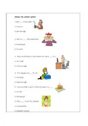 English Worksheet: too- enough