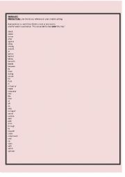 English Worksheet: Preposition list for creative writing