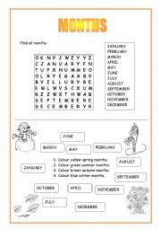 English Worksheet: Months